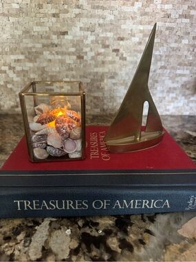 Vintage Brass Mid-Century Modern Coastal Sailboat Decor Piece